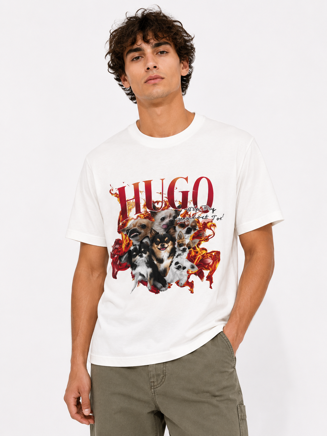 HUGO BOSS T-SHIRT WHITE&MULTI white&multi / L