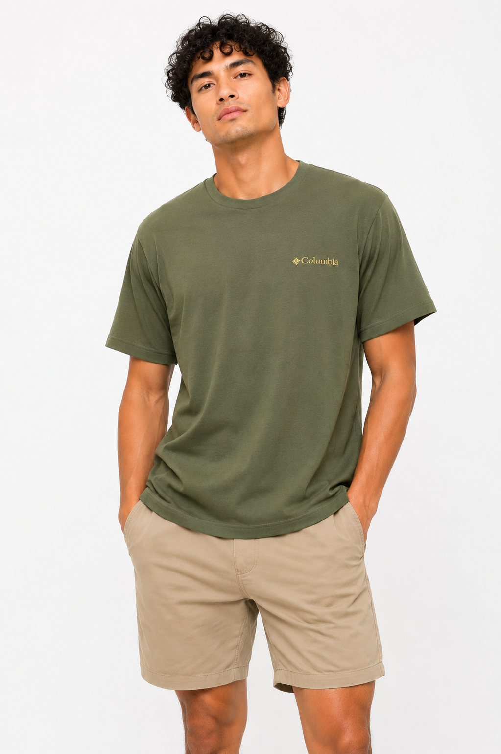 COLUMBIA T-SHIRT OLIVE GRN&MULTI olive green&multi / M
