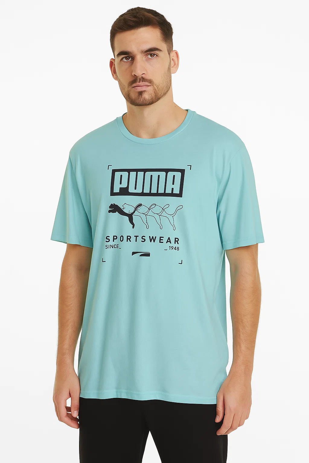 Puma Box Printed Round Neck Regular Fit T-shirt Blue / 2Xl