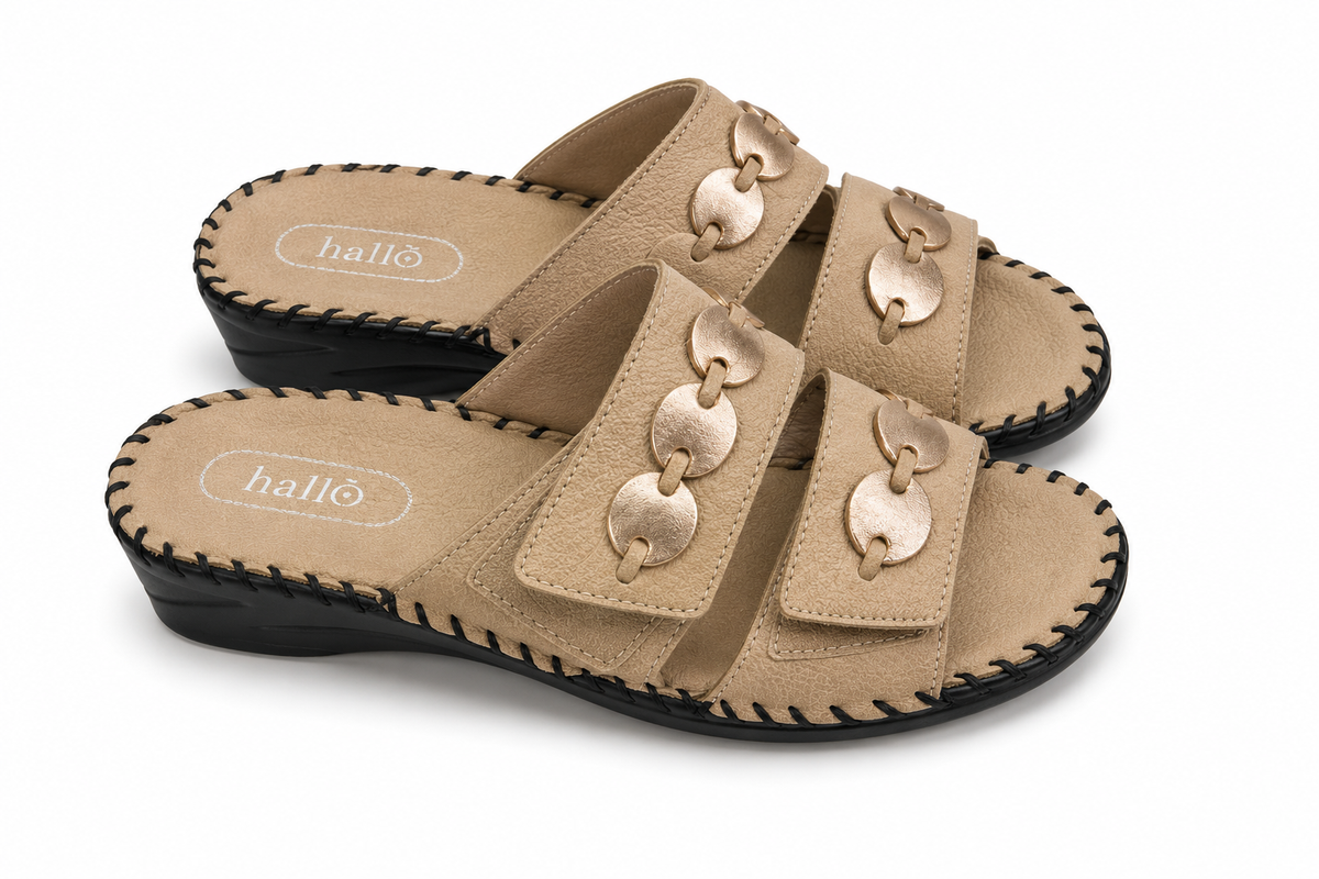 HALLO SLIDE DOUBLE STRAP BEIGE beige / 39