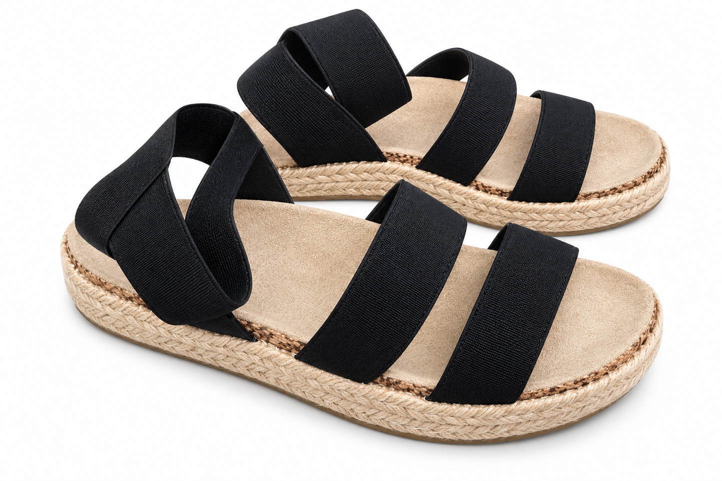 LORAFERRES SANDAL DOUBLE STRAP black&beige / 38