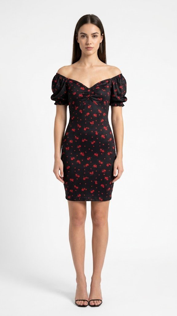 BASIC DRESS BLACK&RED black&red / S