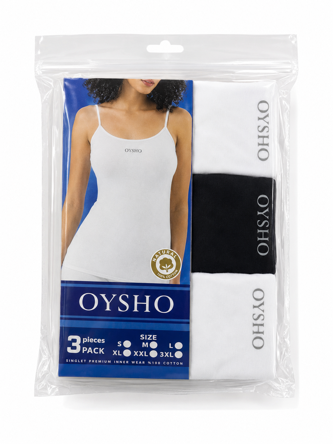 OYSHO TANK *3 WHT&BLK white&black / M