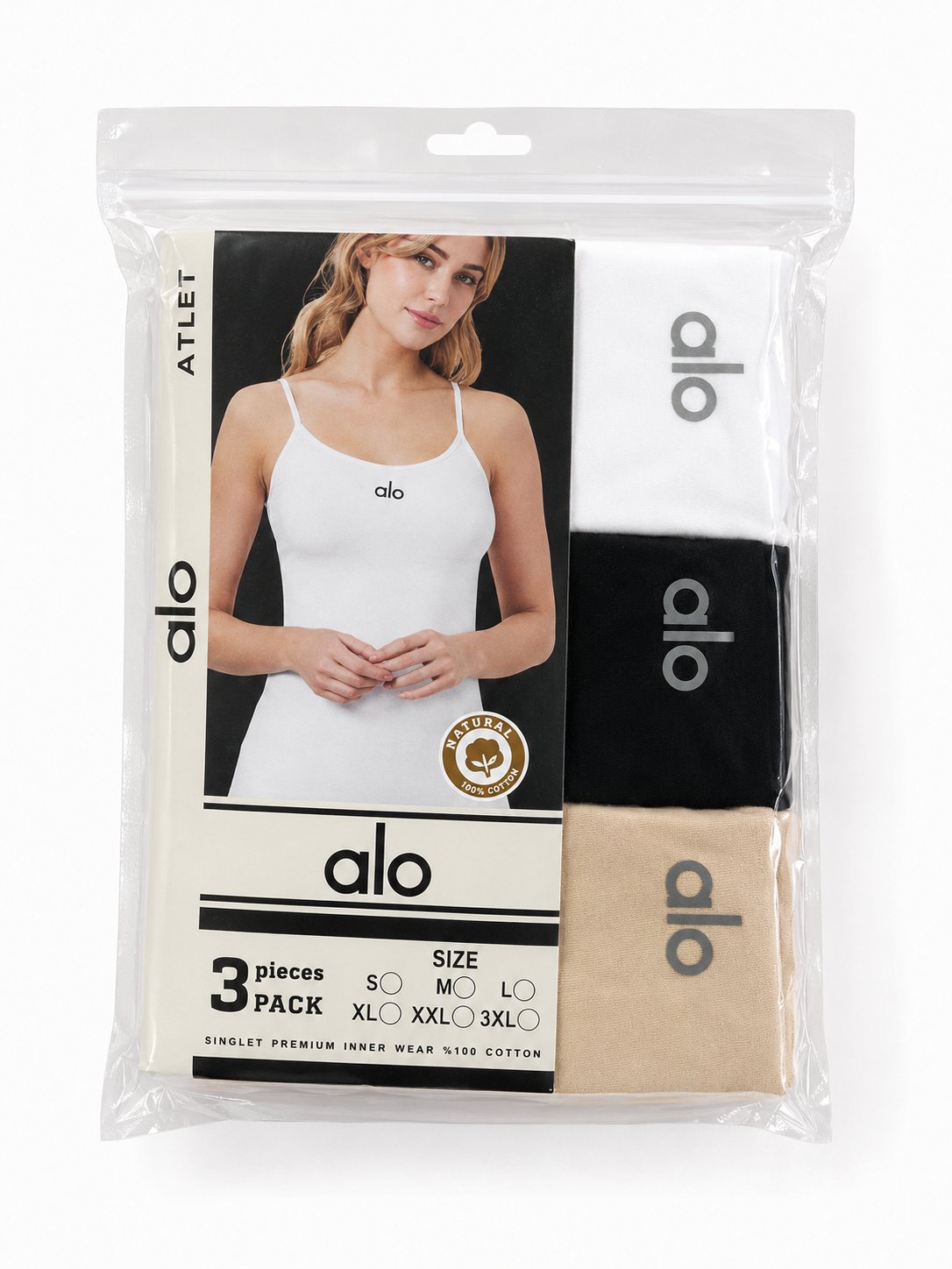ALO TANK *3 WHT&BLK&BGE white&black&beige / XL