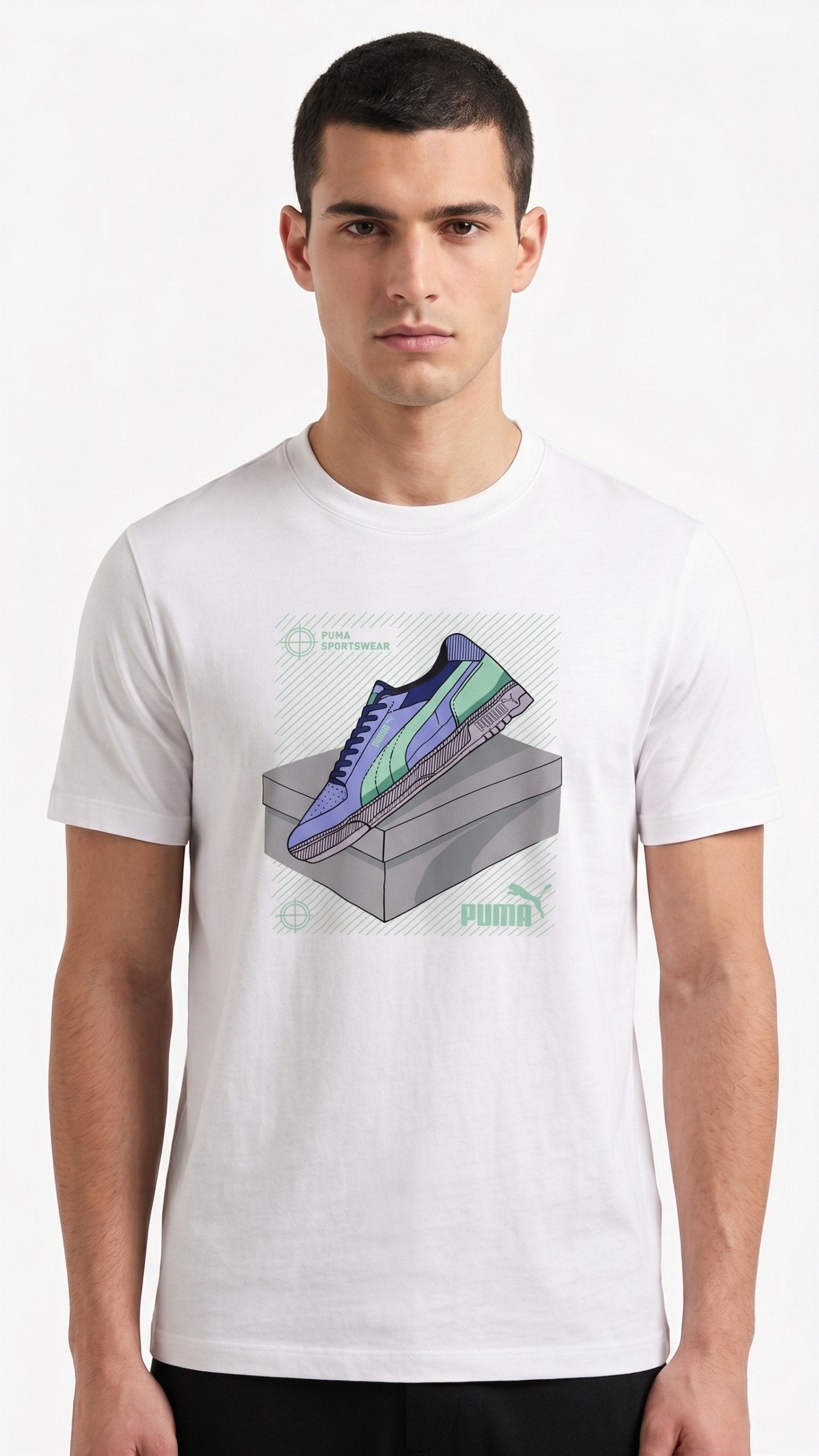 Puma T-Shirt White&Green 02 White&Green / L