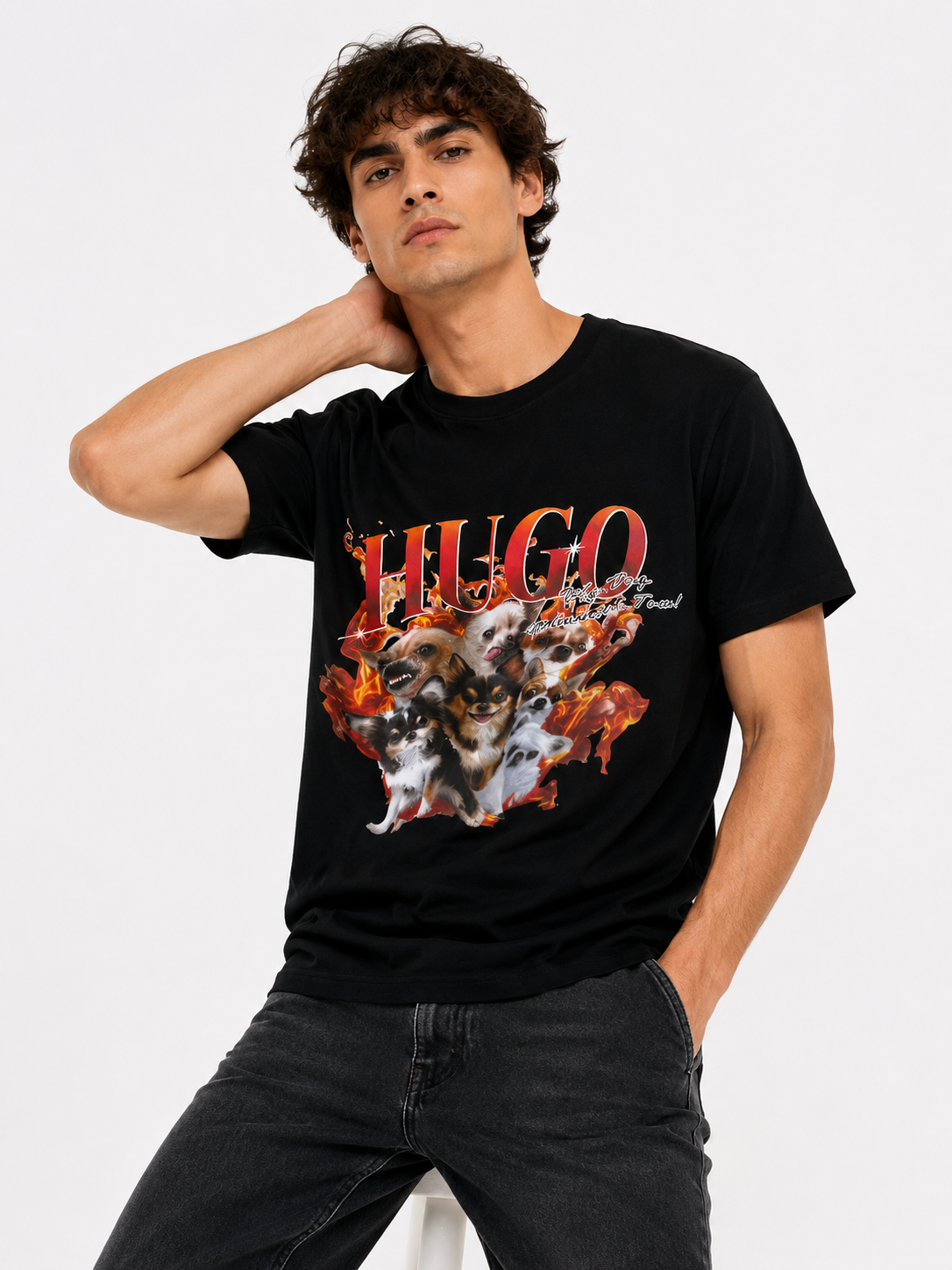 HUGO BOSS T-SHIRT BLACK&MULTI black&multi / L