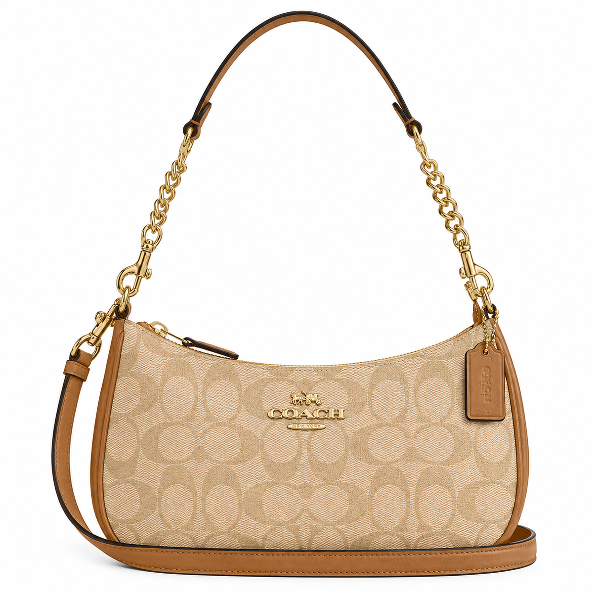 COACH SMALL BAG BGE&BRN beige&brown