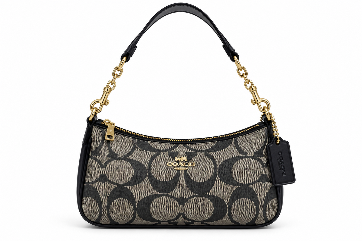 Coach Bag Khaki&Blk 8907 Khaki & Black Small Bag Khaki & Black
