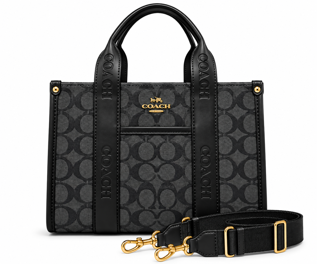 Coach Bag Black&Grey 90159 Black & Grey Medium Bag Black & Grey