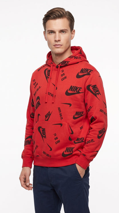 NIKE HOODIE RED&BLK red&black / L