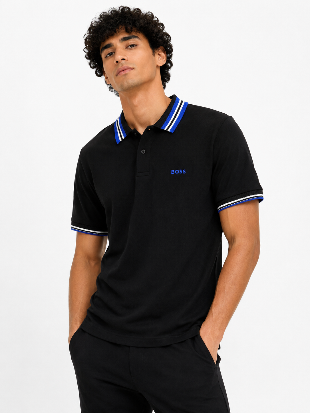 BOSS POLO BLK&ROYAL BLUE black&royal blue / M