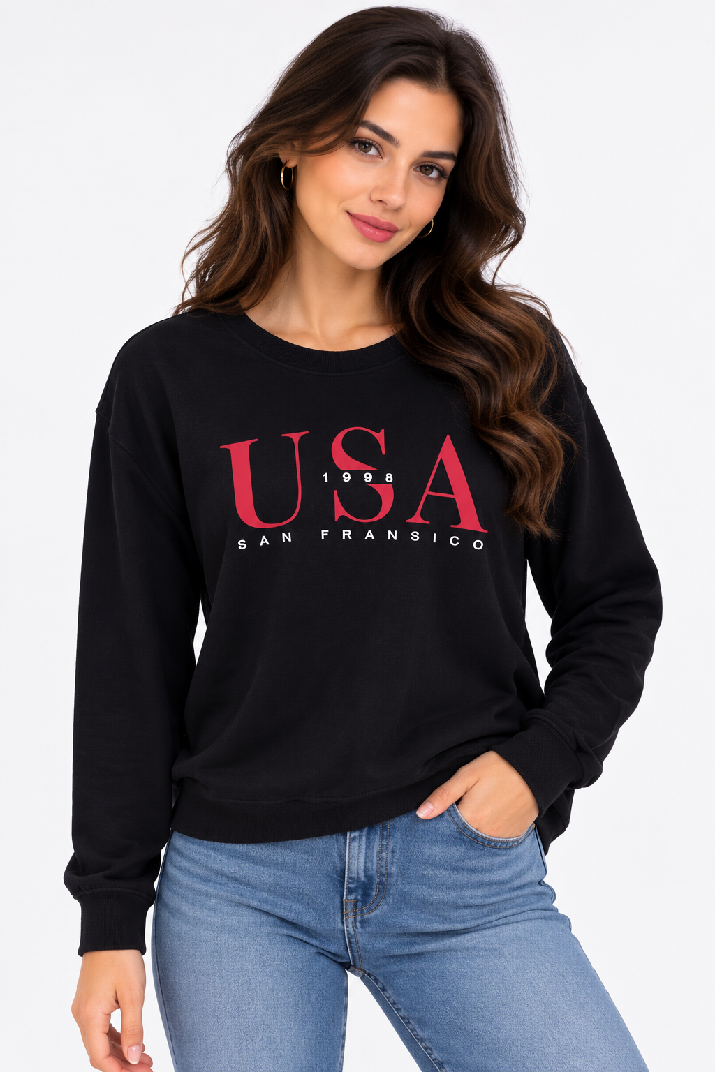H&M Sweatshirt Black & Red Sweatshirt XL / Black & Red