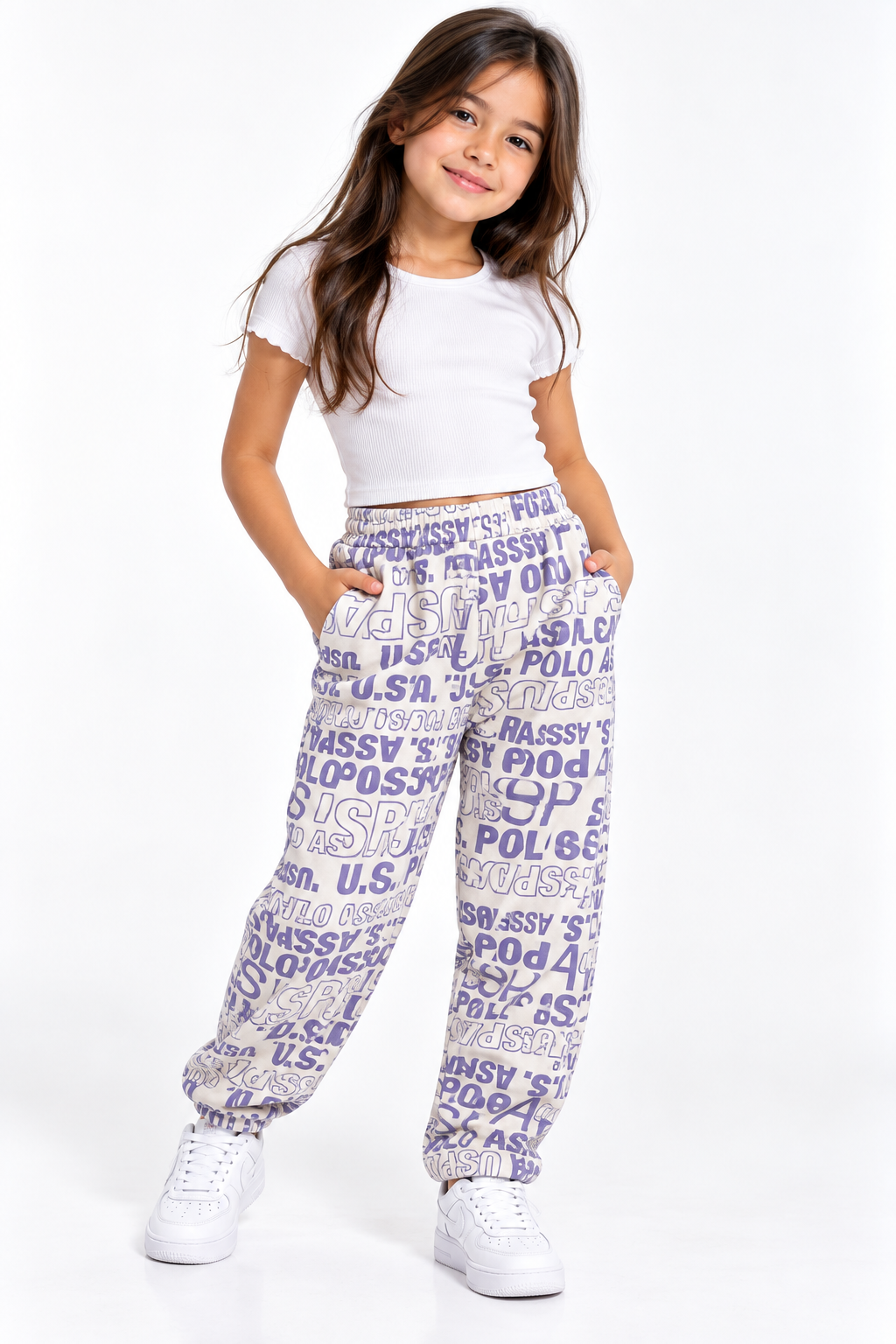 Us Polo Pant White & Purple Pants 10*12 / White & Purple