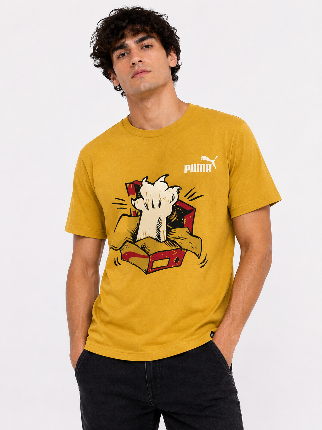 PUMA T-SHIRT YELLOW&MULTI yellow&multi / M