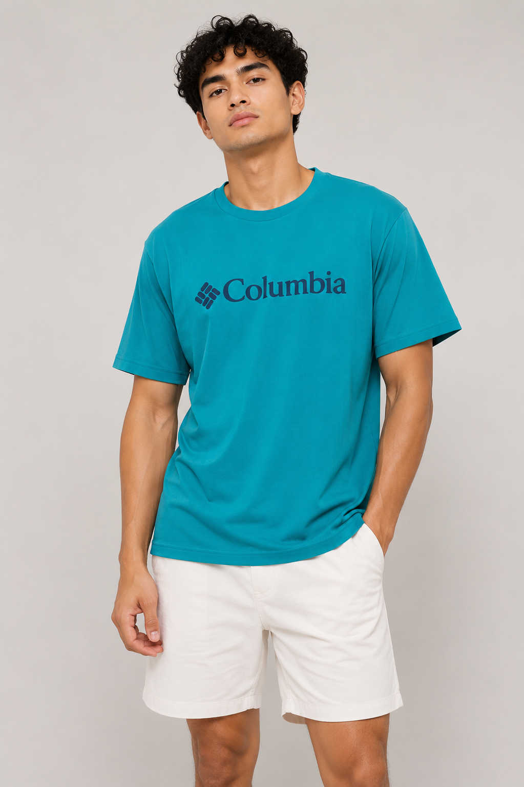 COLUMBIA T-SHIRT BLUE&BLACK blue&black / L
