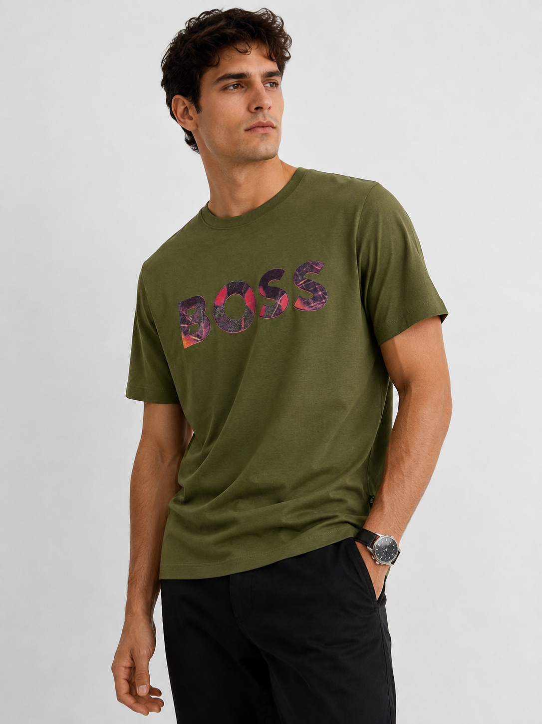 BOSS T-SHIRT OLIVE GREEN 02 olive green / M
