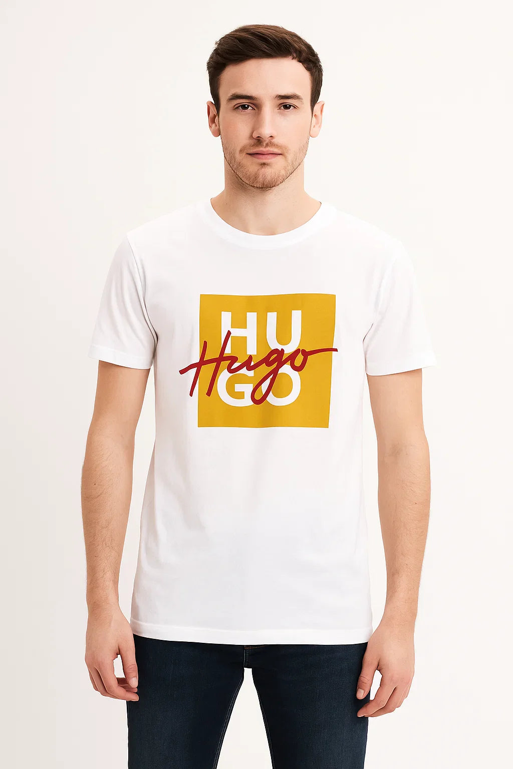 Hugo Cotton-Jersey Regular-Fit T-shirt With Mix Logo