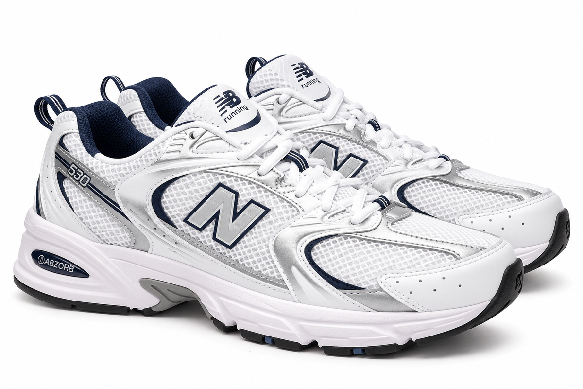 New Balance 530 White & Navy Running Shoes 37 / White & Navy