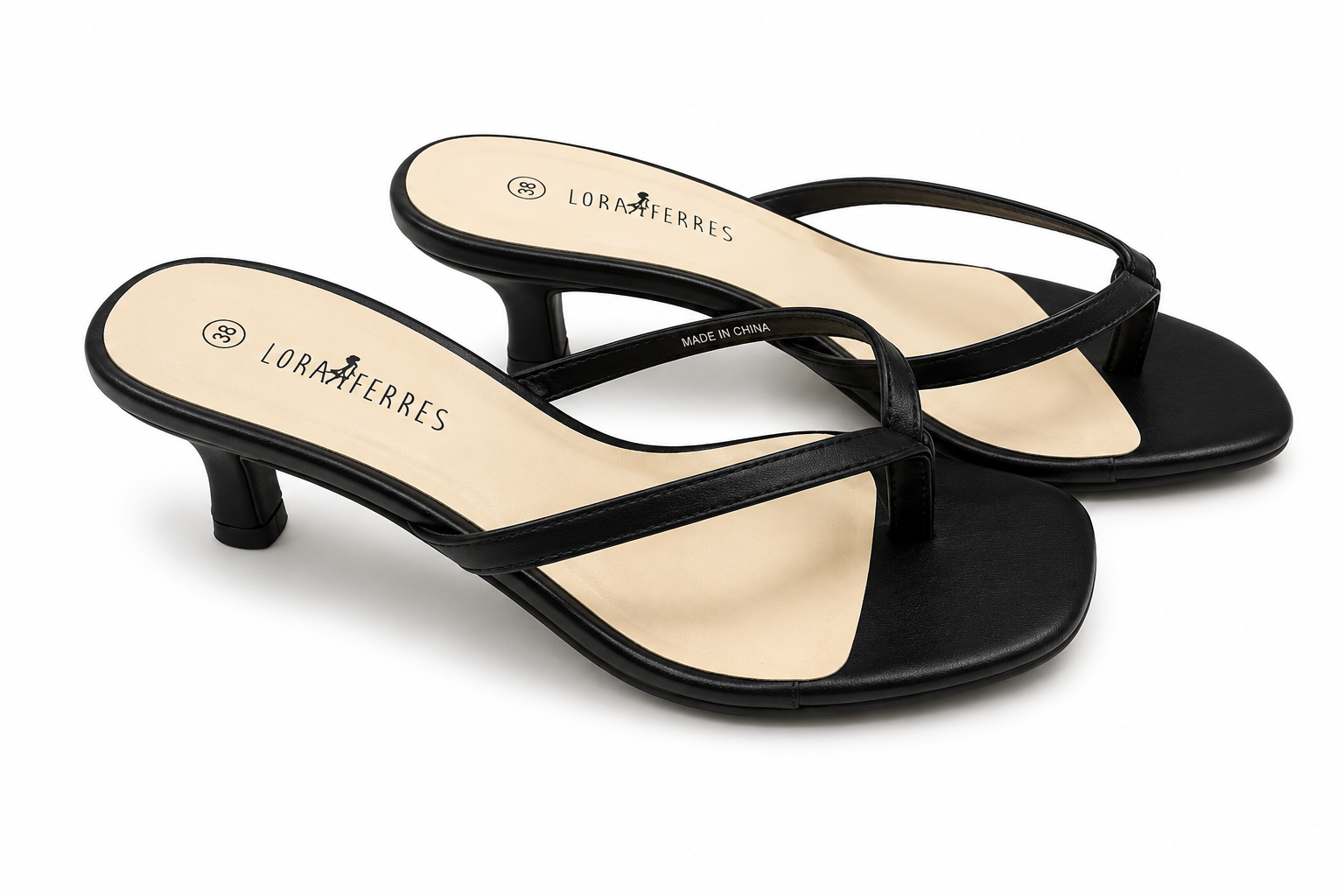 LORAFERRES HEEL SANDALS SANDAL BLK&BGE black&beige / 38
