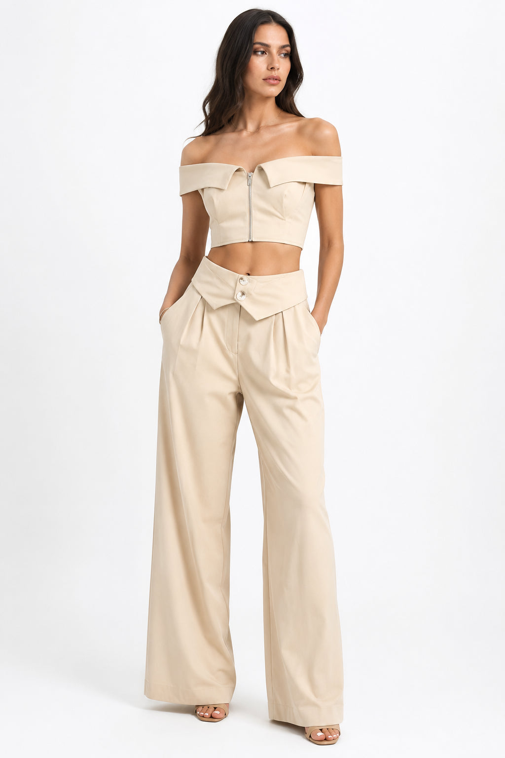 VOLUMEX CROPTOP&PANT BEJ SET 126 beij / S