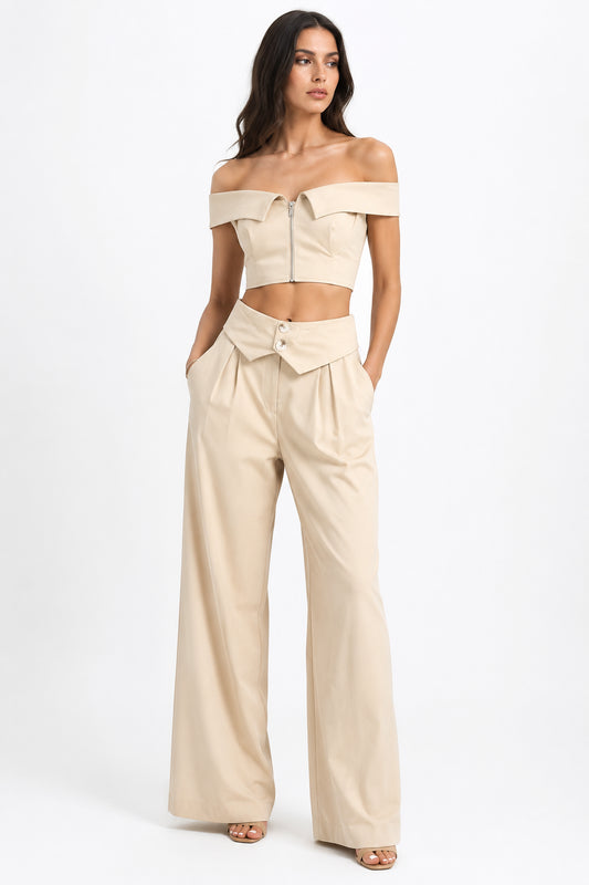 VOLUMEX CROPTOP&PANT BEJ SET 126 beij / S