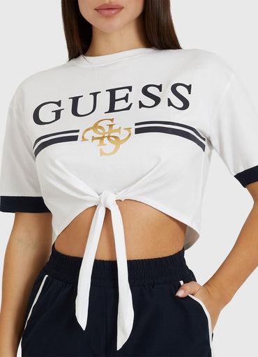 Guess MYLAH Crop T-shirt In Beige