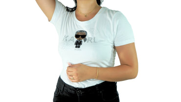 Karl Lagerfeld White T-shirt Big Logo Strass white / S