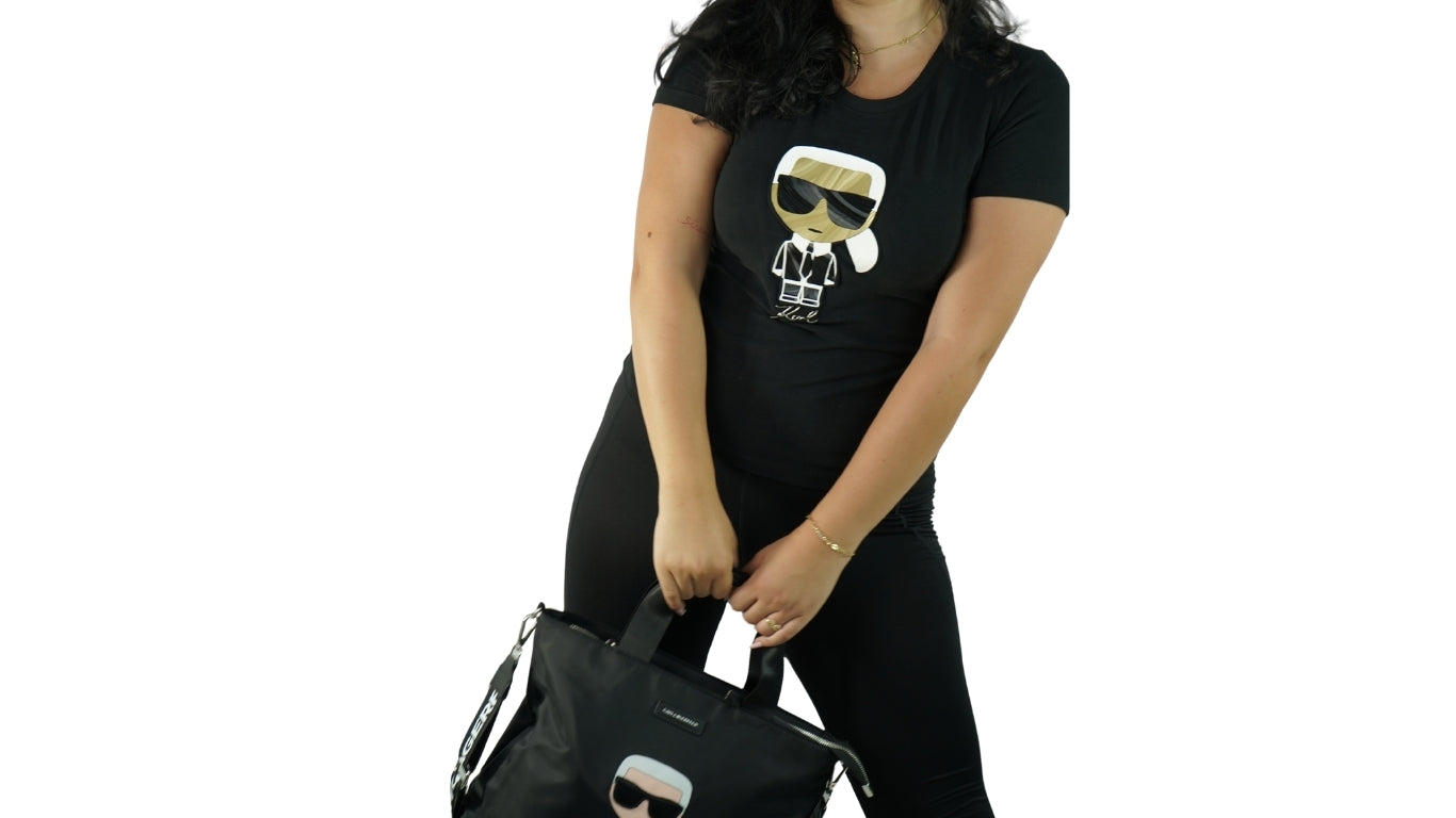 Karl Lagerfeld Black T-shirt Big logo Matte Black / S