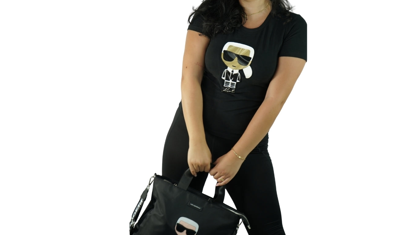 Karl Lagerfeld Black T-shirt Big logo Matte