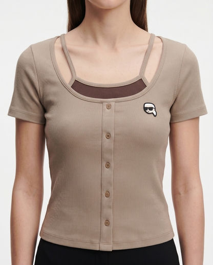 KARL T-SHIRT R-1003 BROWN / Medium