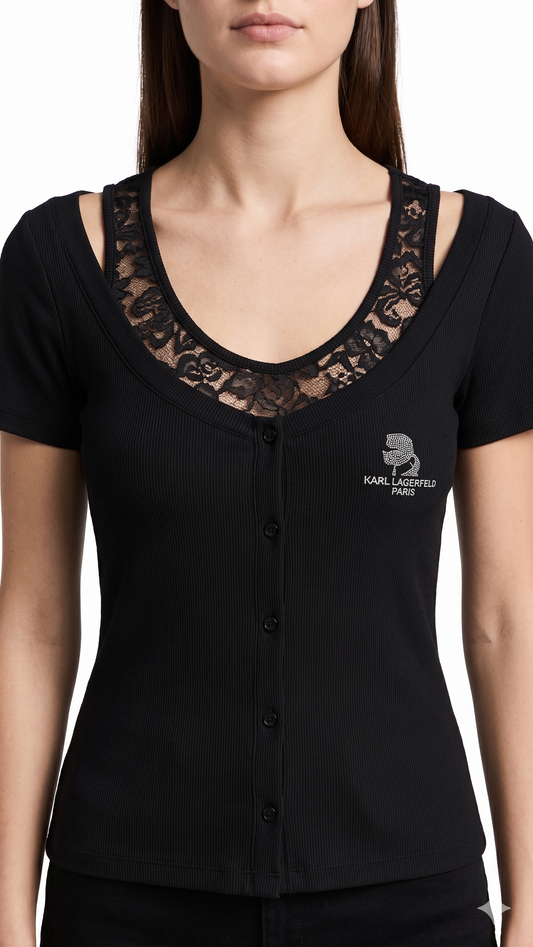 KARL T-SHIRT BLK R-1027 BLACK / Small