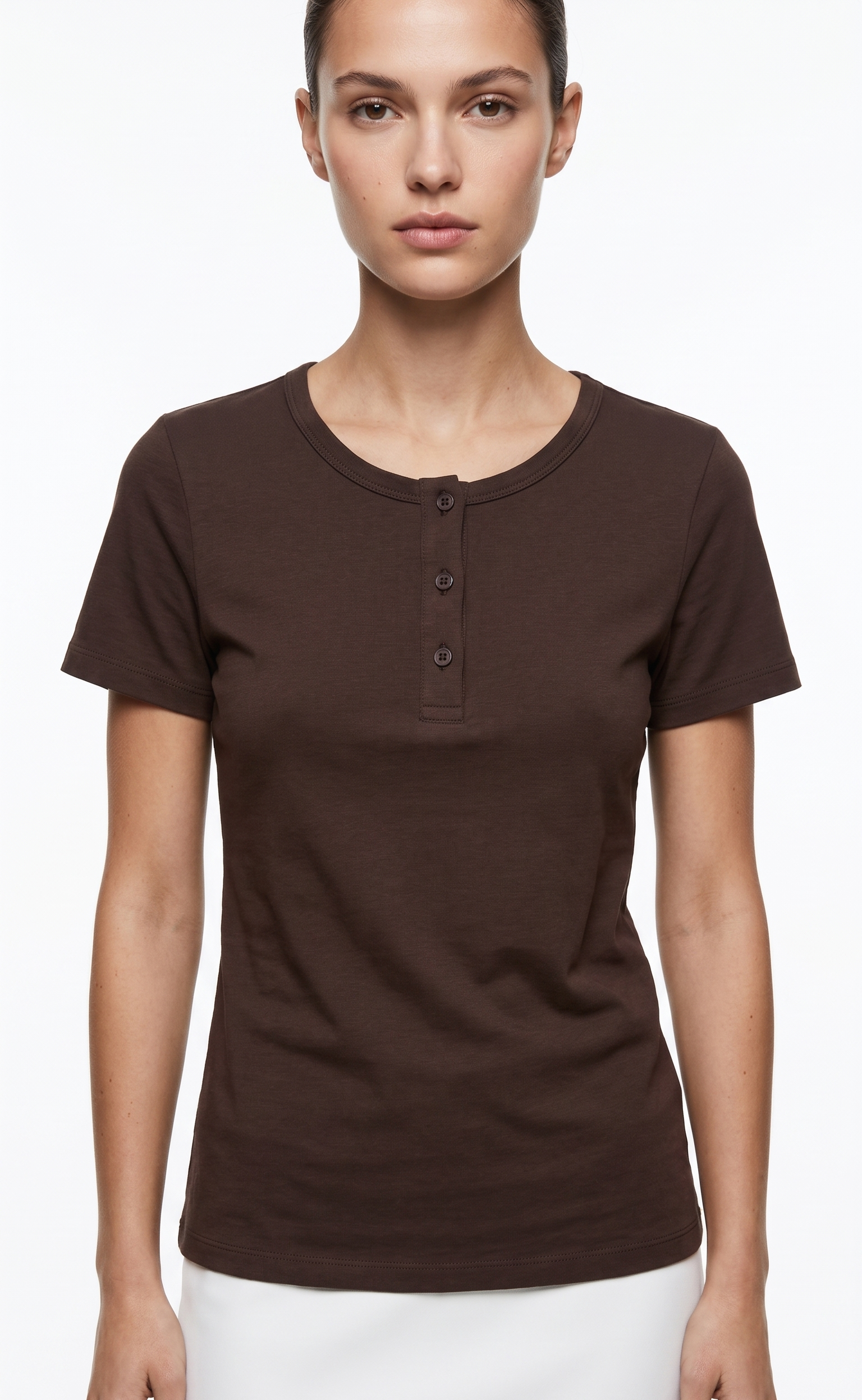 OYSHO T-SHIRT 2014 brown / S