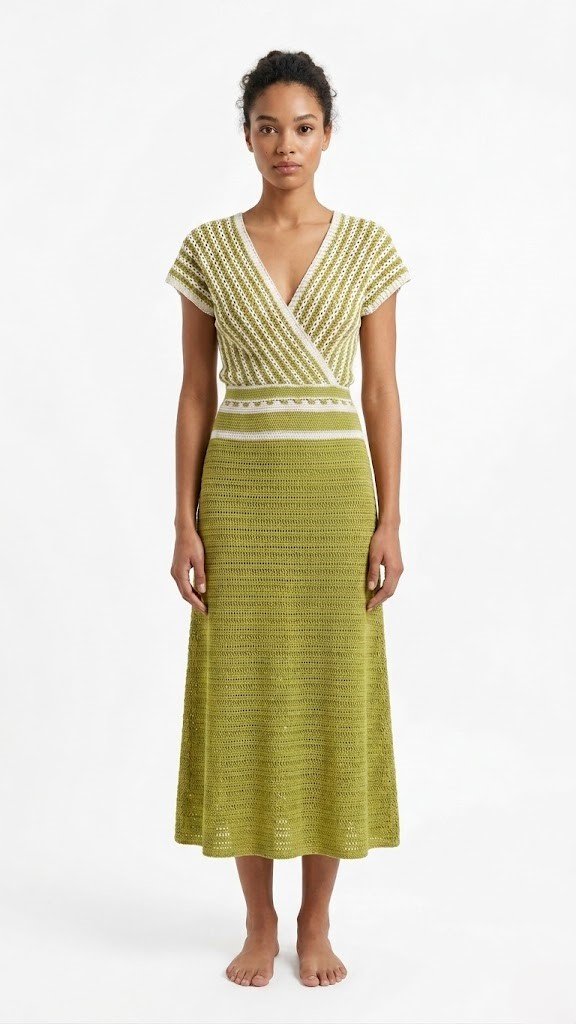 BASIC DRESS GRN&BGE green&beige / One Size