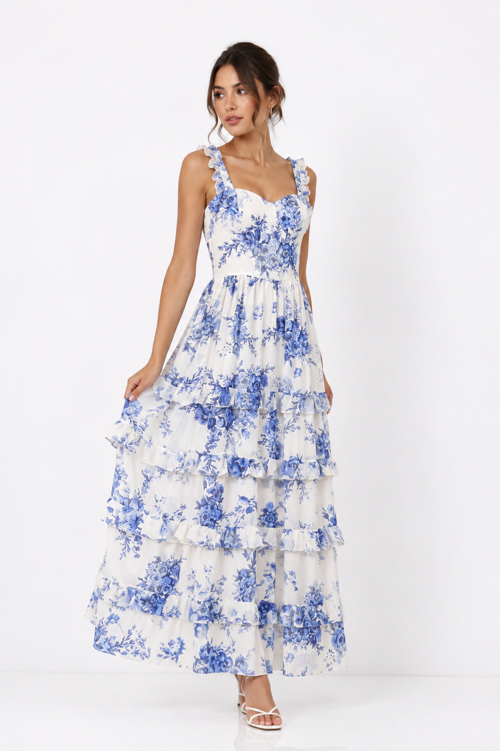 BASIC DRESS BLUE&WHT 00426 blue&white / L