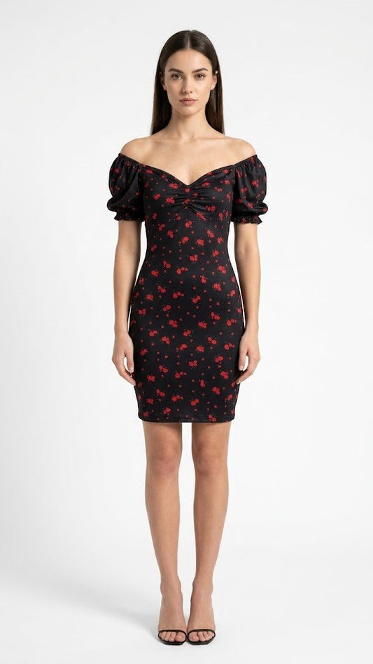 BASIC DRESS BLACK&RED black&red / S