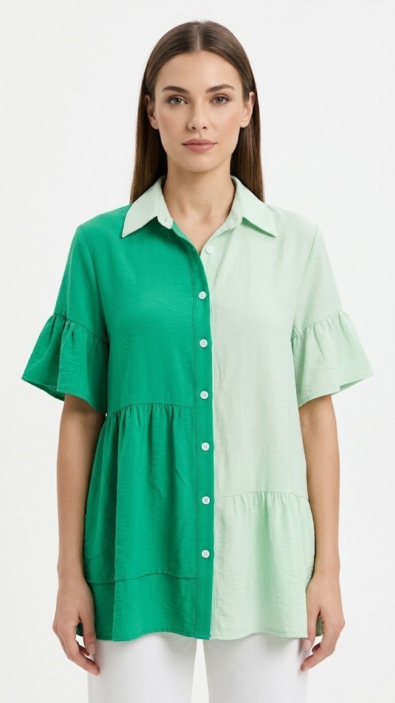 BASIC DRESS GREEN&LIGHT GREEN green&light green / XS