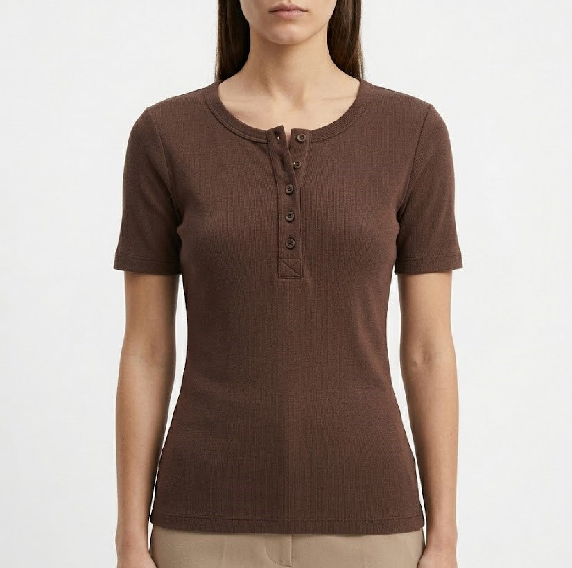 OYSHO T-SHIRT 2014 brown / M
