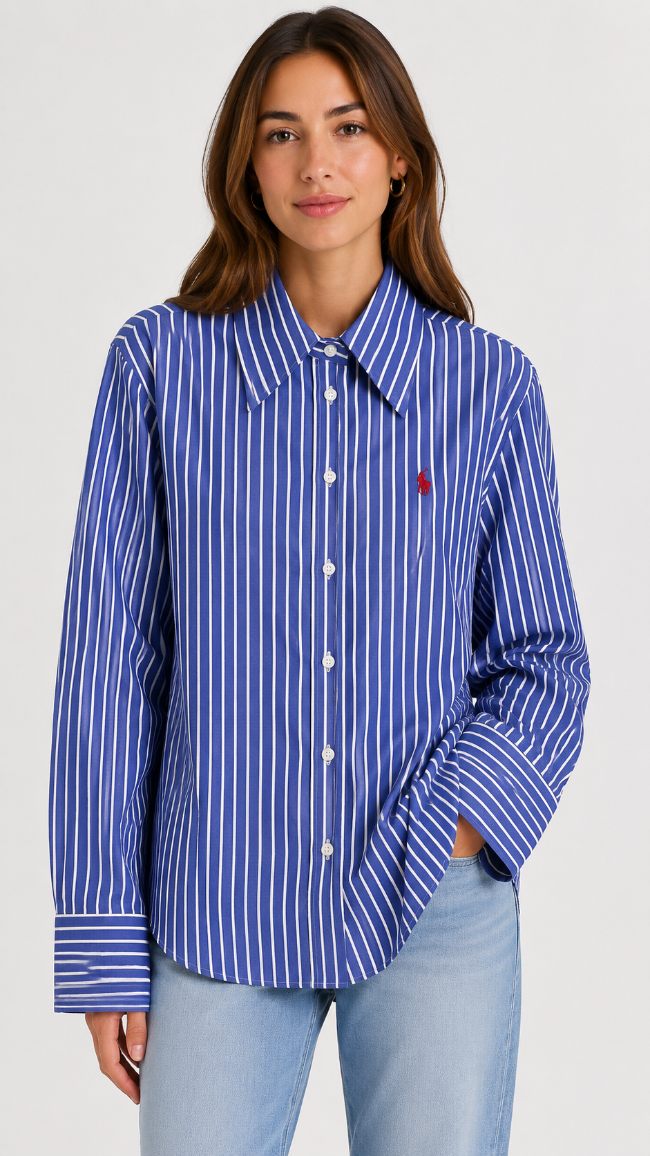RALPH LAUREN SHIRT NVY&WHT navy&white / S