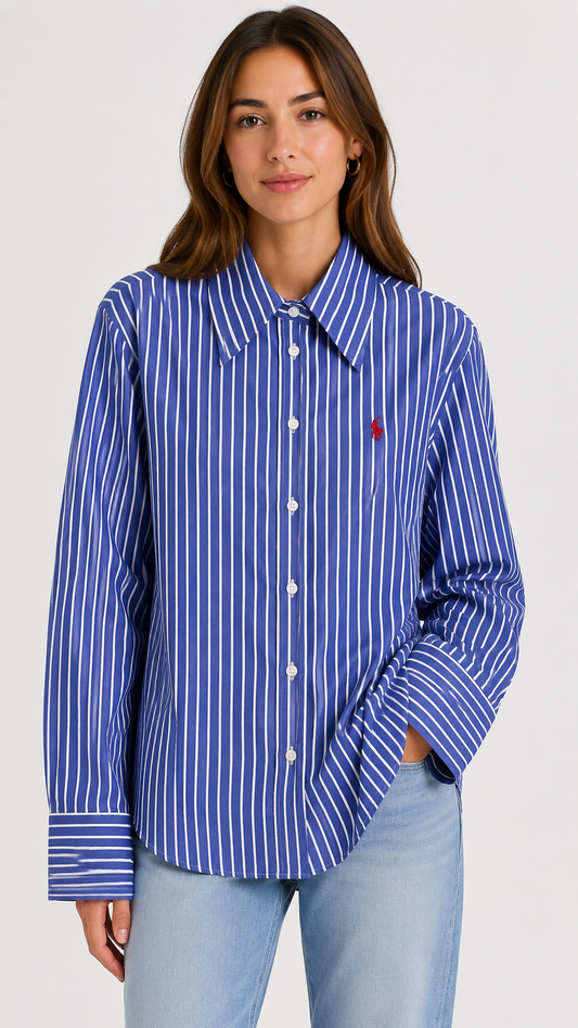 RALPH LAUREN SHIRT NVY&WHT navy&white / S