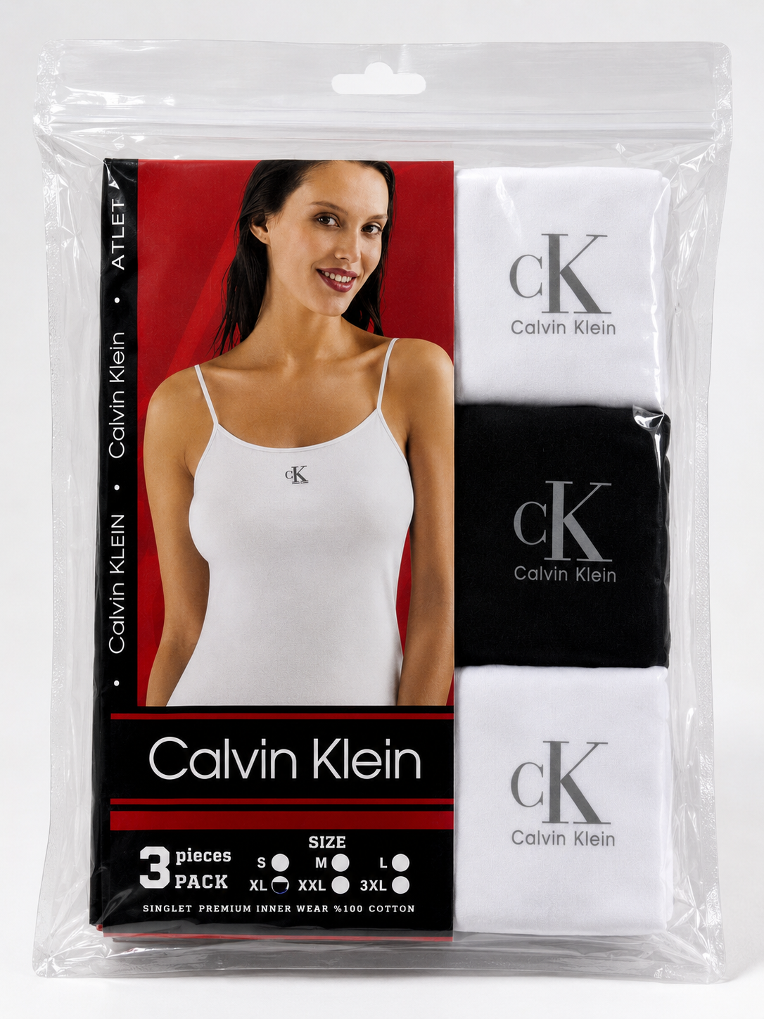 CALVIN KLEIN TANK *3 WHT&BLK white&black / M