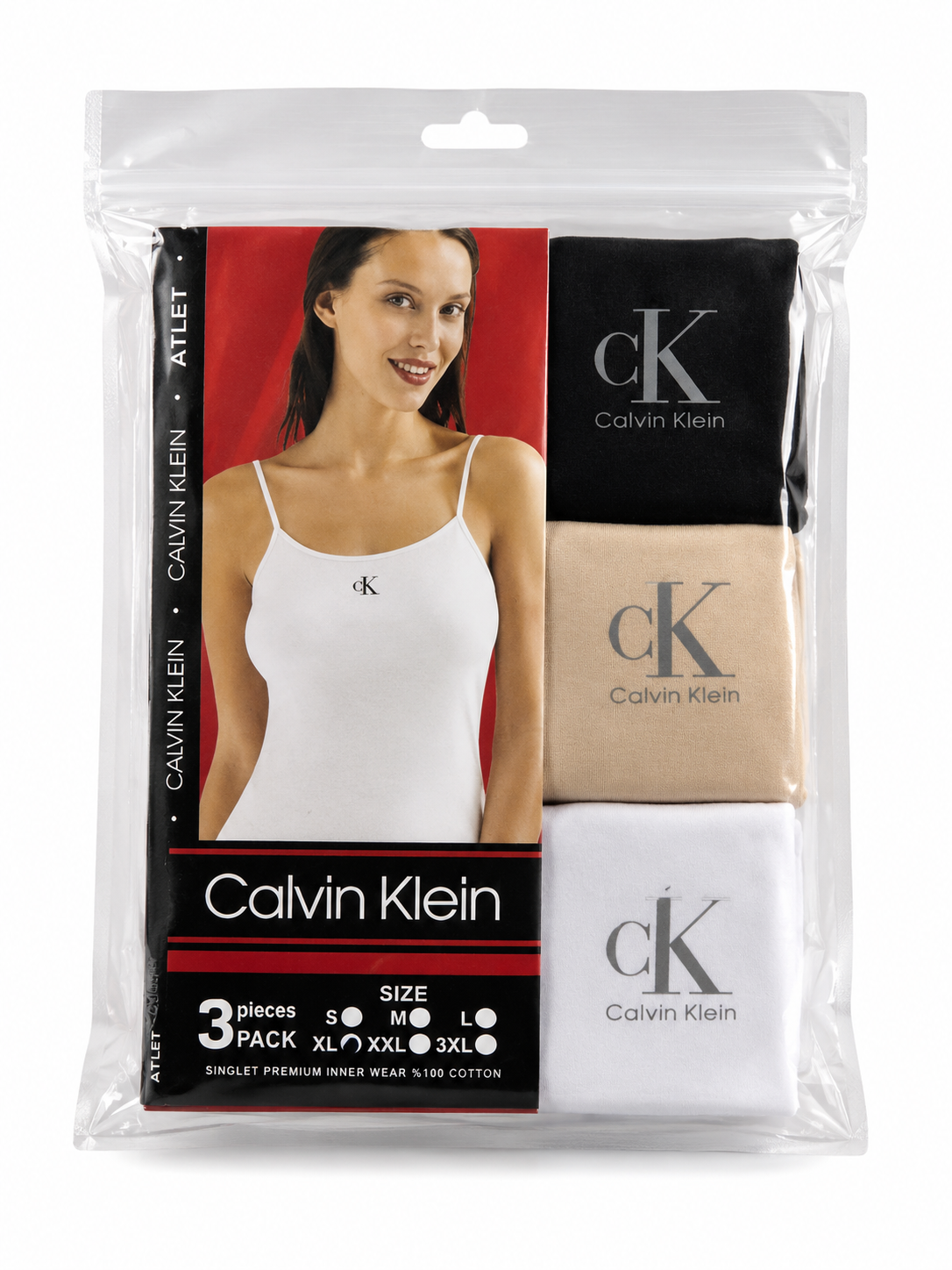 CALVIN KLEIN TANK *3 WHT&BLK&BGE white&black&beige / L