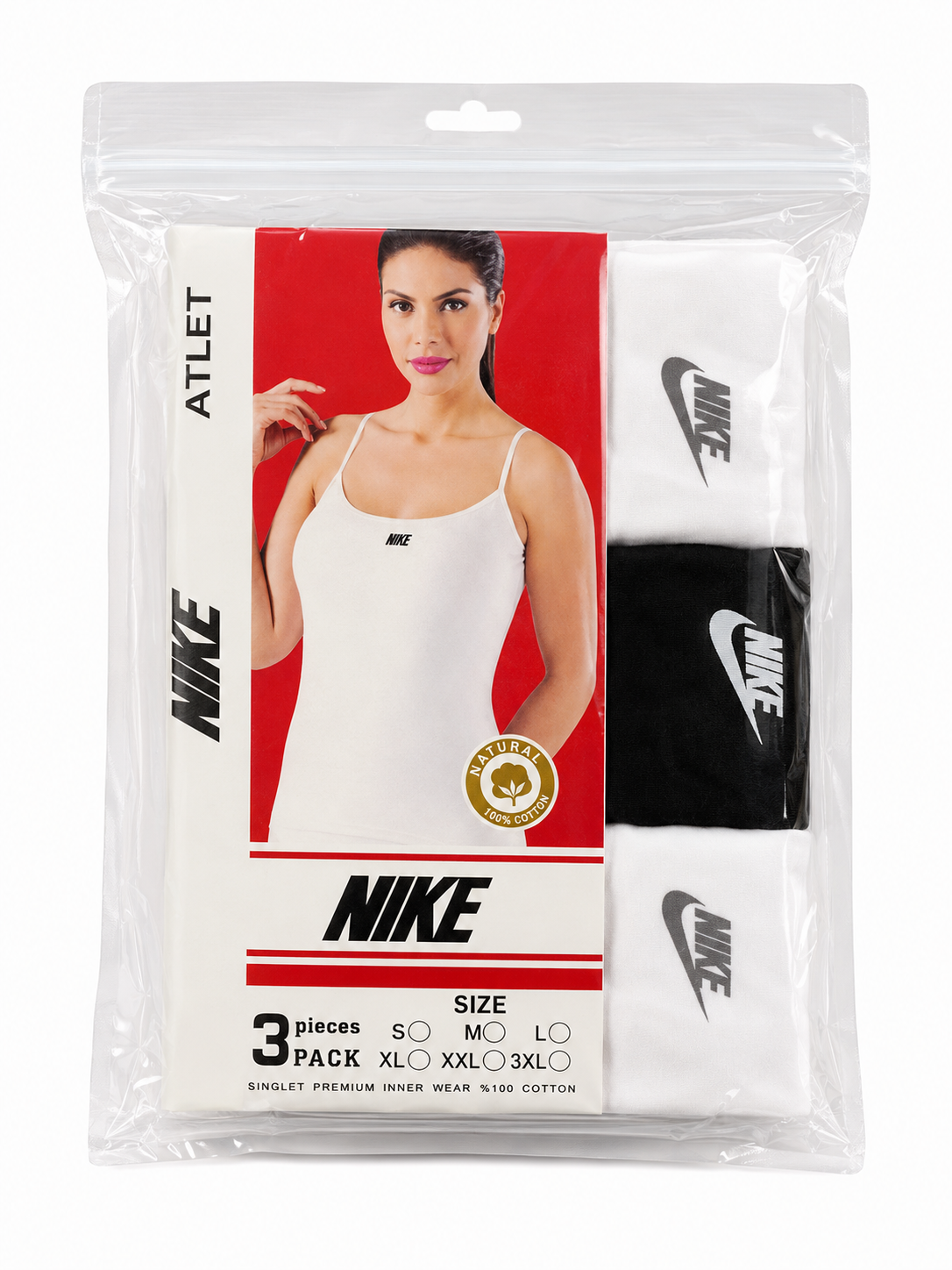 NIKE TANK *3 WHT&BLK white&black / M