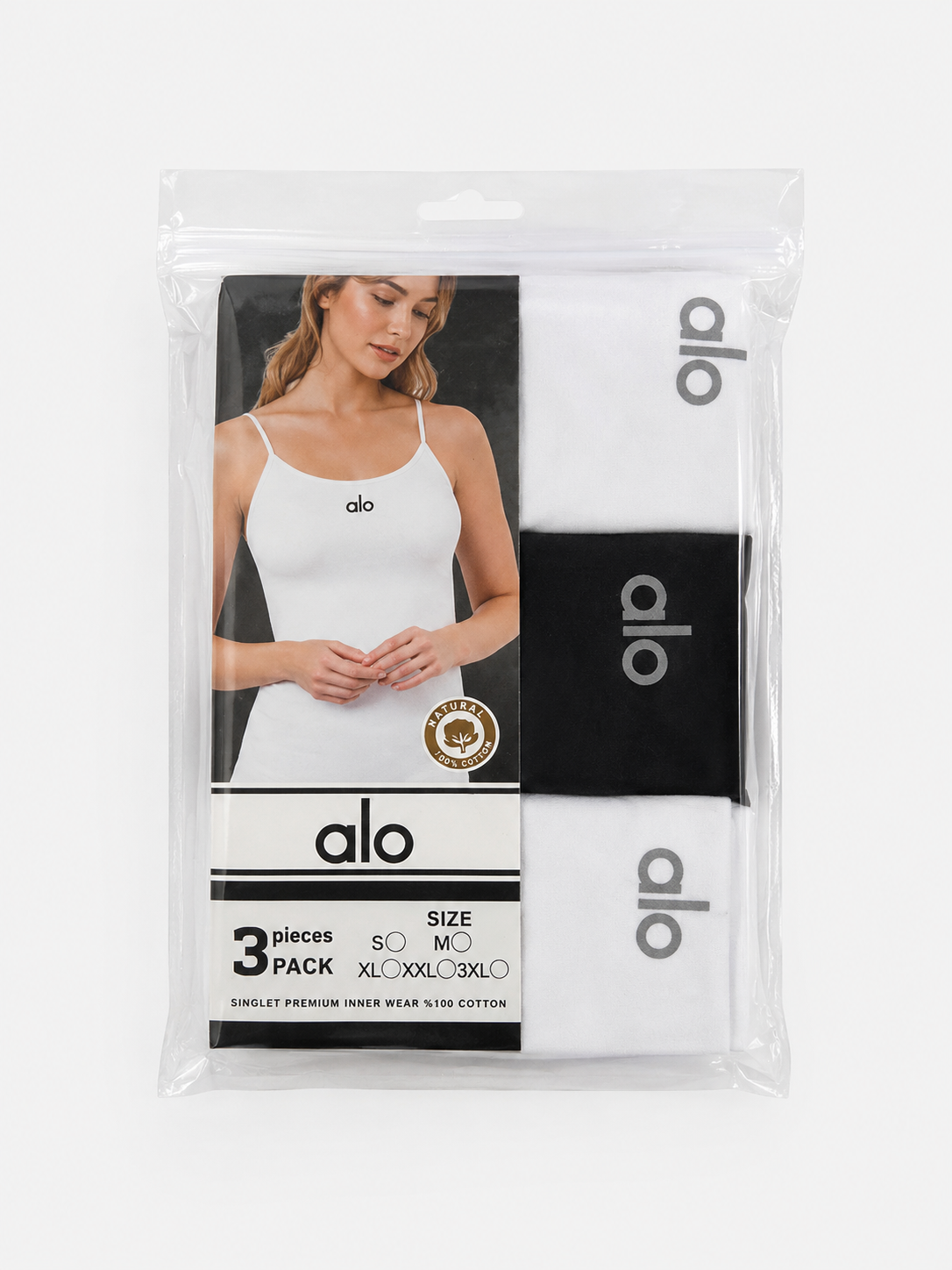 ALO TANK *3 WHT&BLK white&black / M