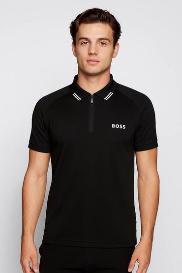BOSS x Matteo Berrettini polo shirt with popcorn stripe Black / M