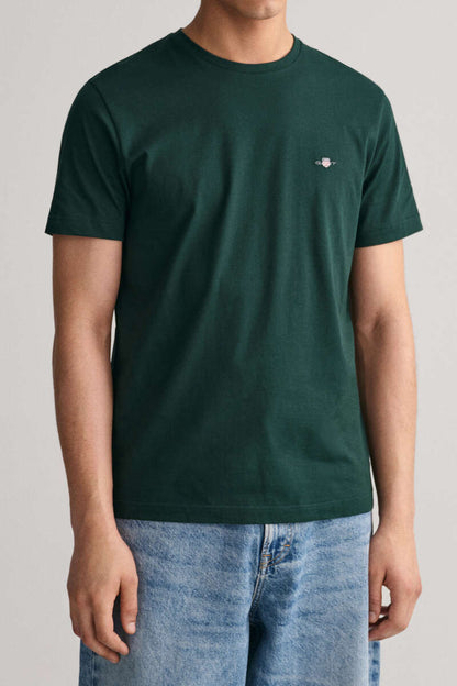 GANT Shield Regular Fit t-shirt round neck dark green, One Colour Green / M