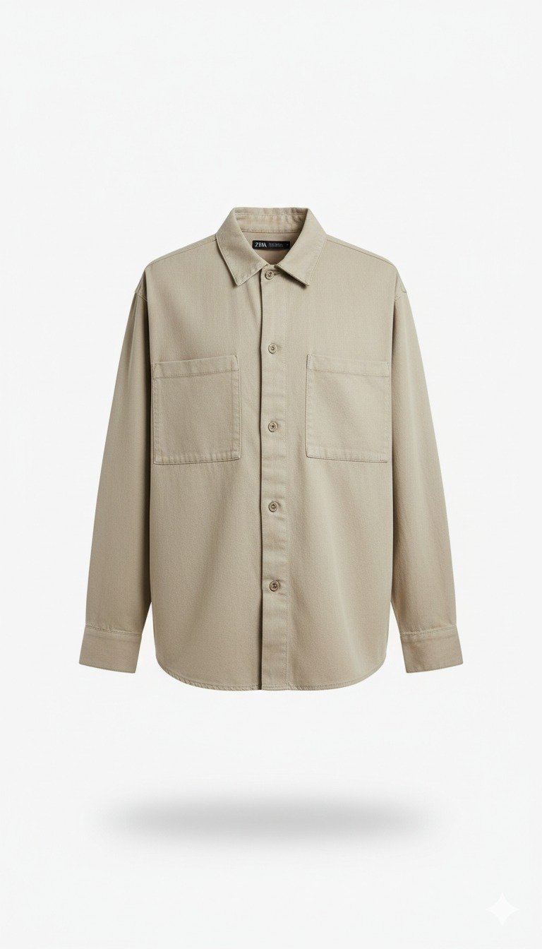 Zara Shirt Beige 401 Beige / S