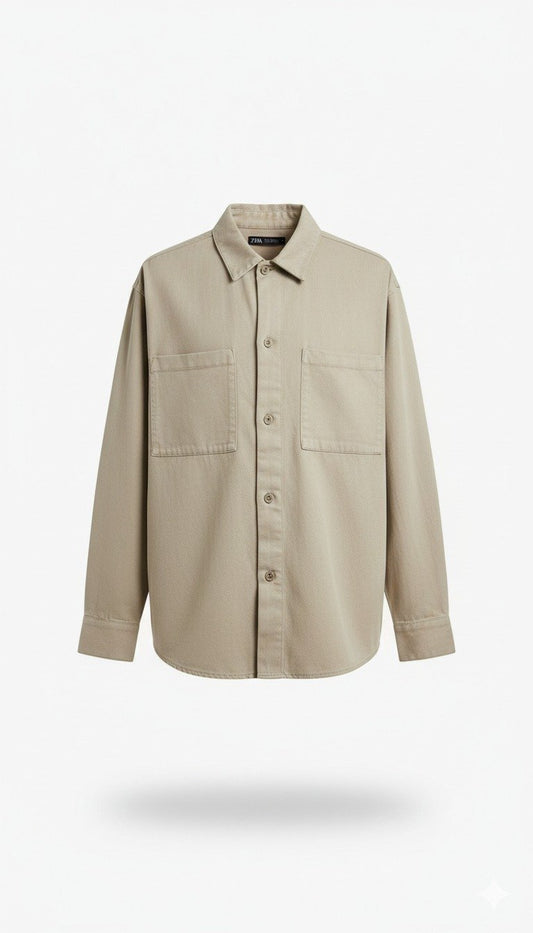 Zara Shirt Beige 401 Beige / S