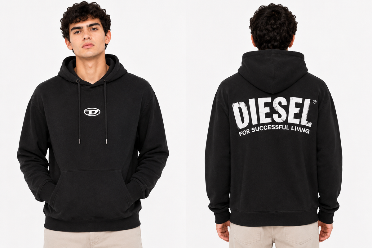 Diesel Hoodie Black White / M