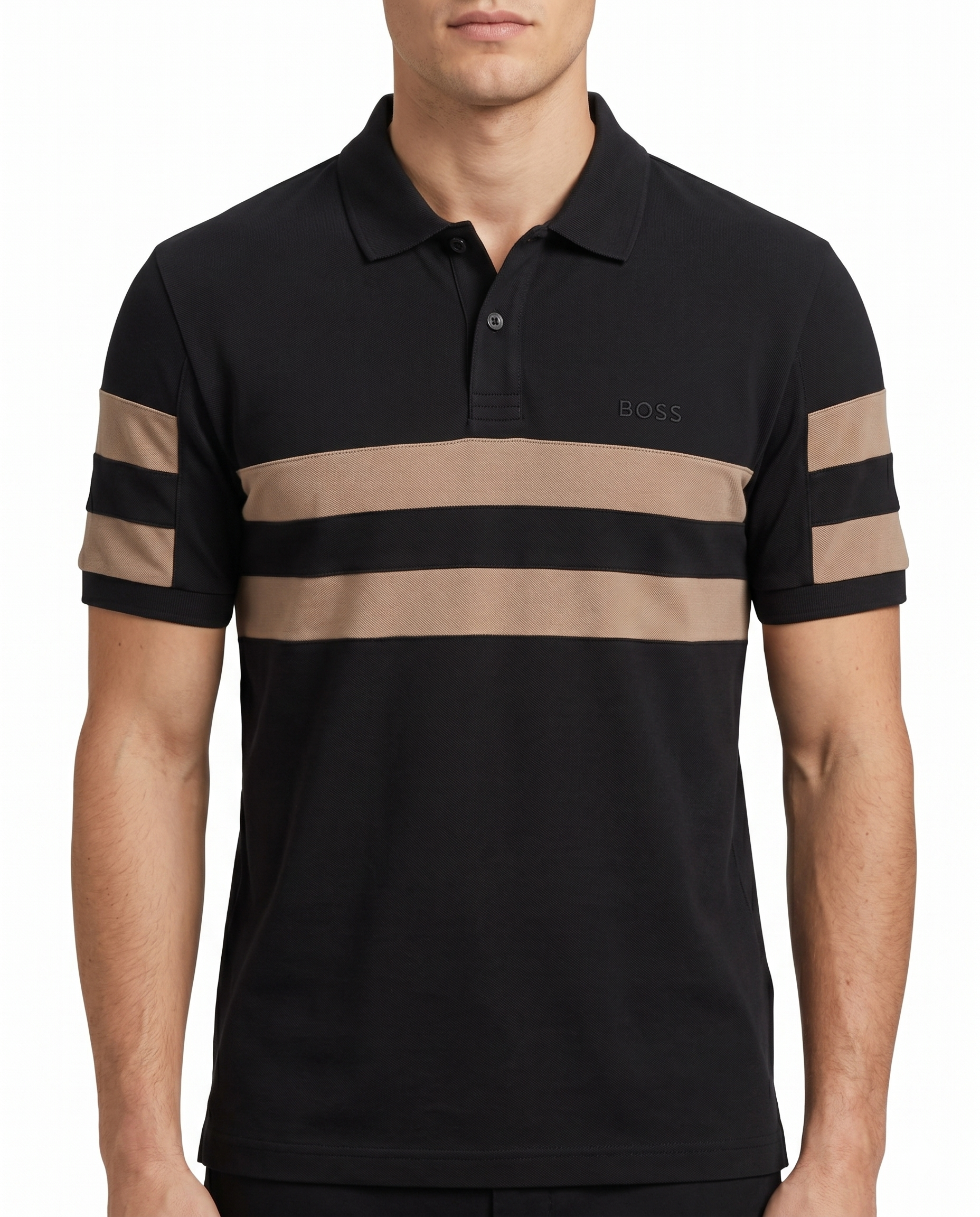 BOSS POLO 26-454 WHT&BRN BLACK&BROWN / 3Xlarge