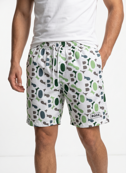 BOSS SWIM SHORT 5025-20 white&green / S